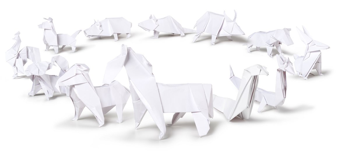 Origami Weisse Tiere