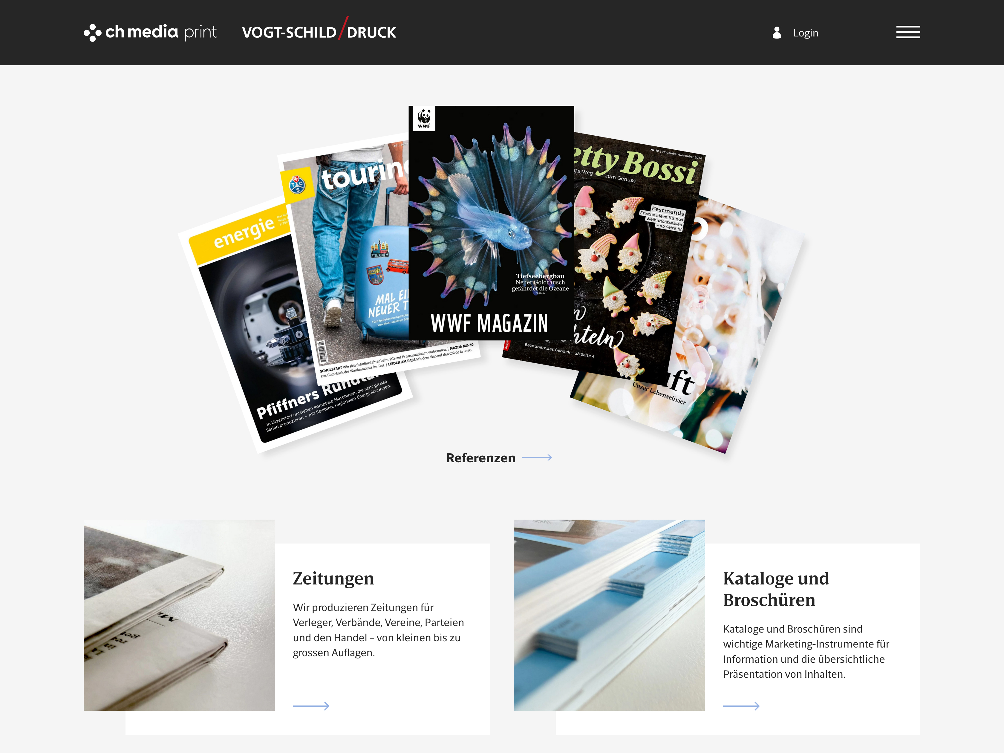 CH Media Print AG: Screenshot der Website - Referenzen