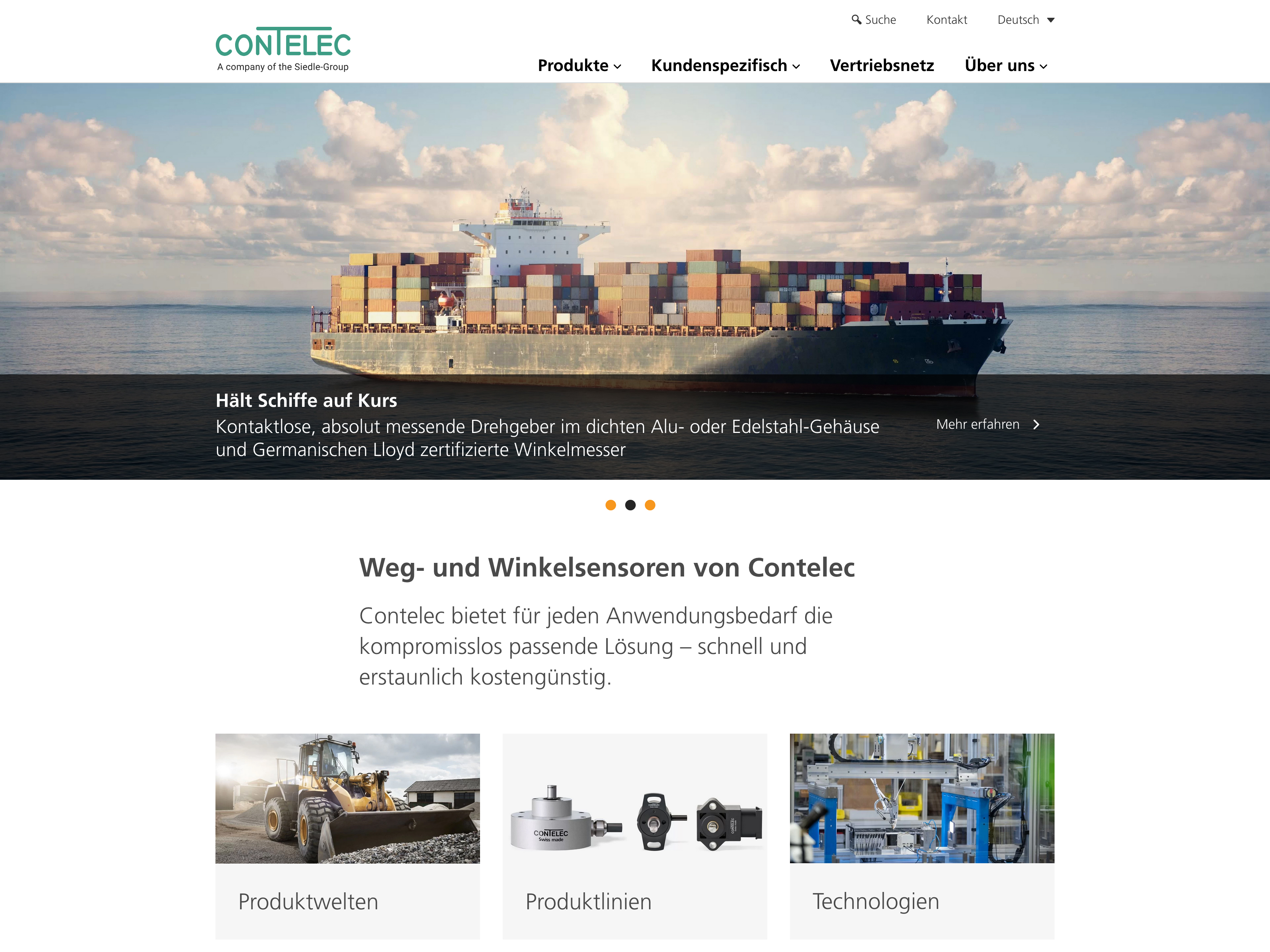 Contelec AG: Screenshot der Homepage