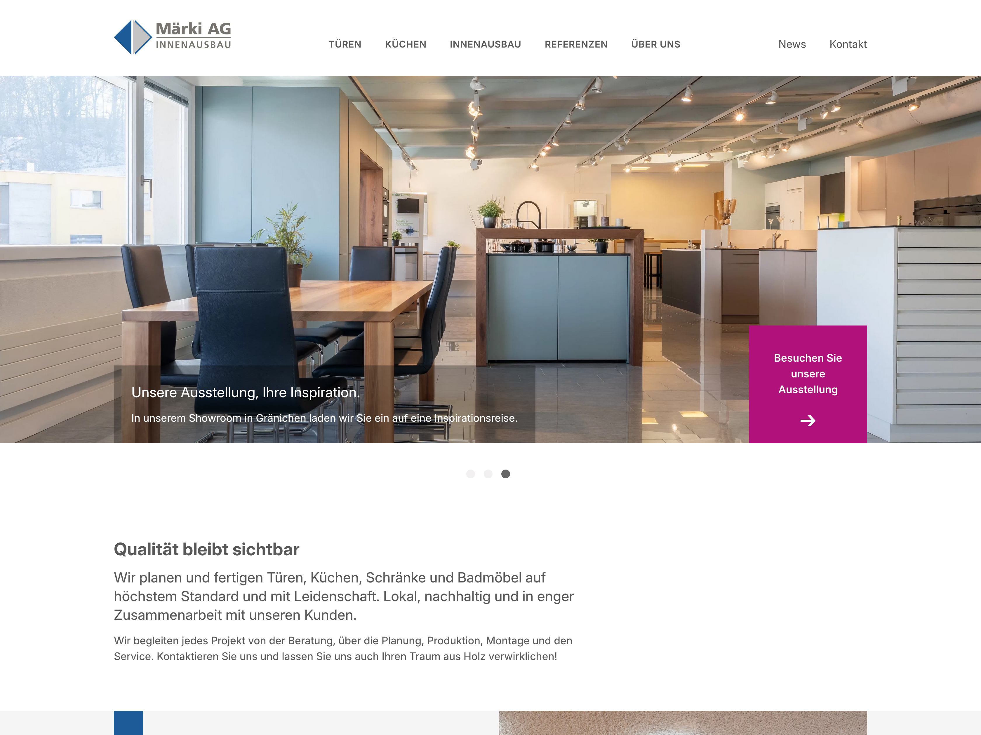 Märki AG: Screenshot der Homepage - Ausstellung