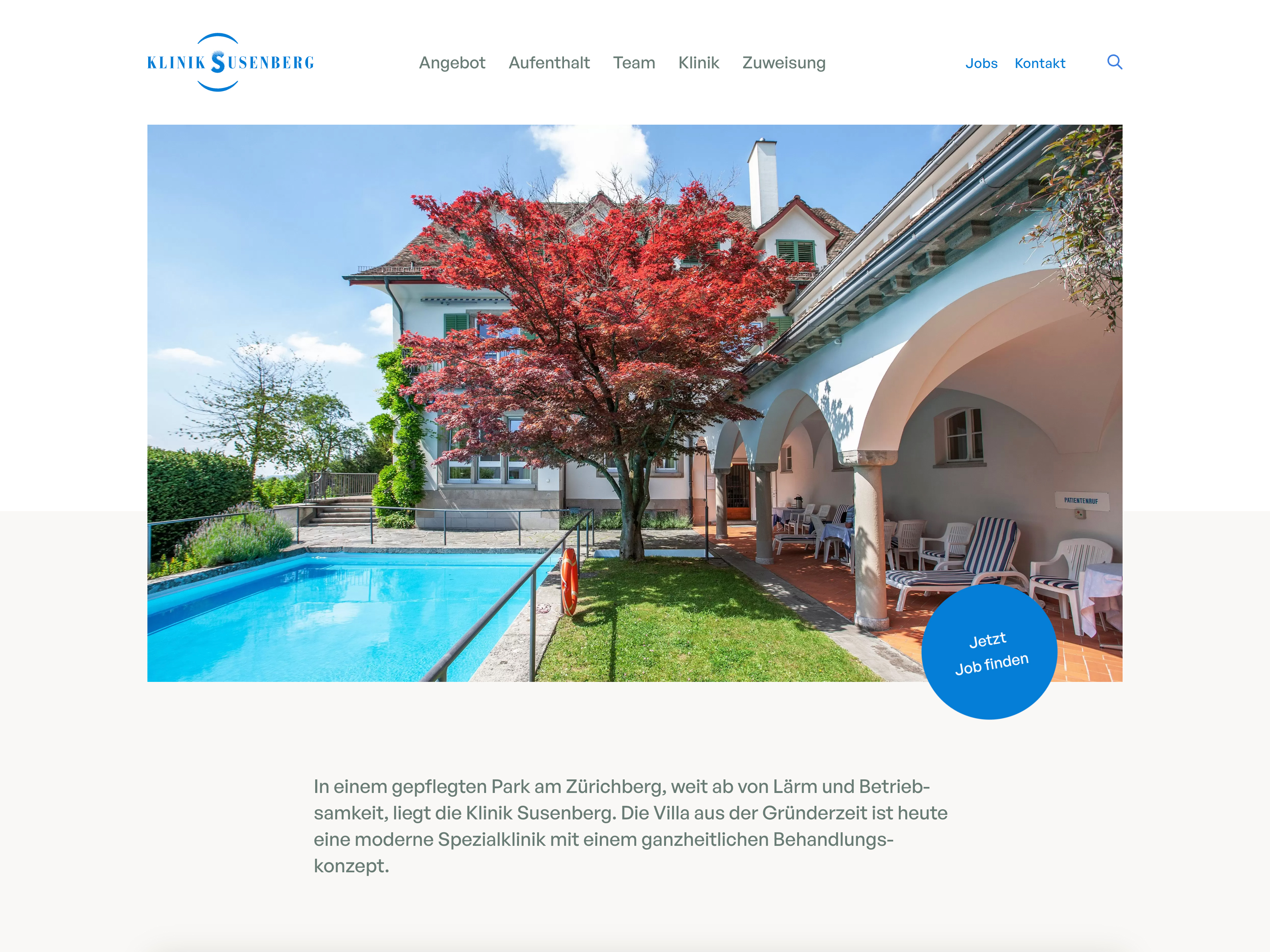 Klinik Susenberg: Screenshot Homepage