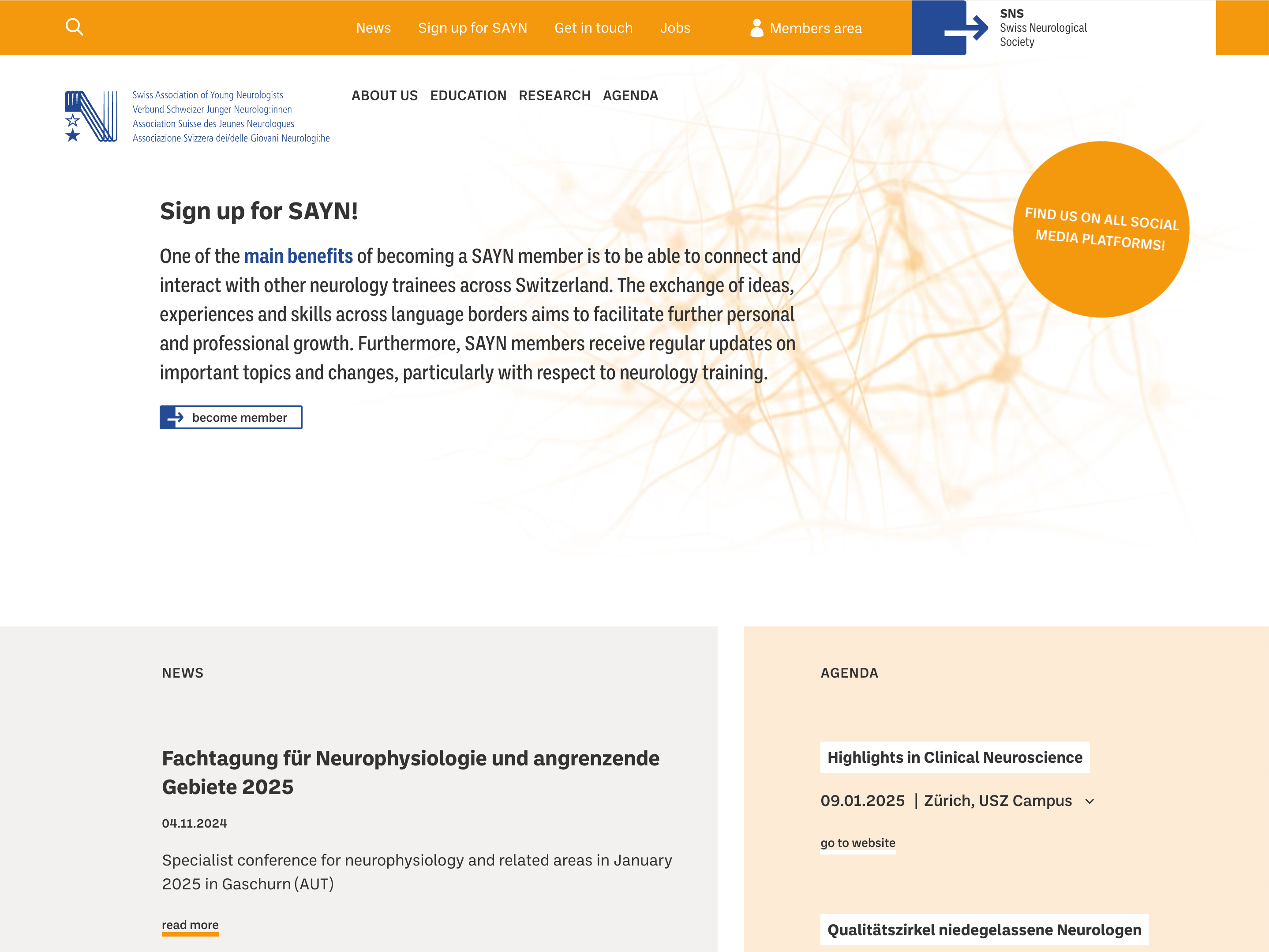 Swissneuro: Screenshot der Website