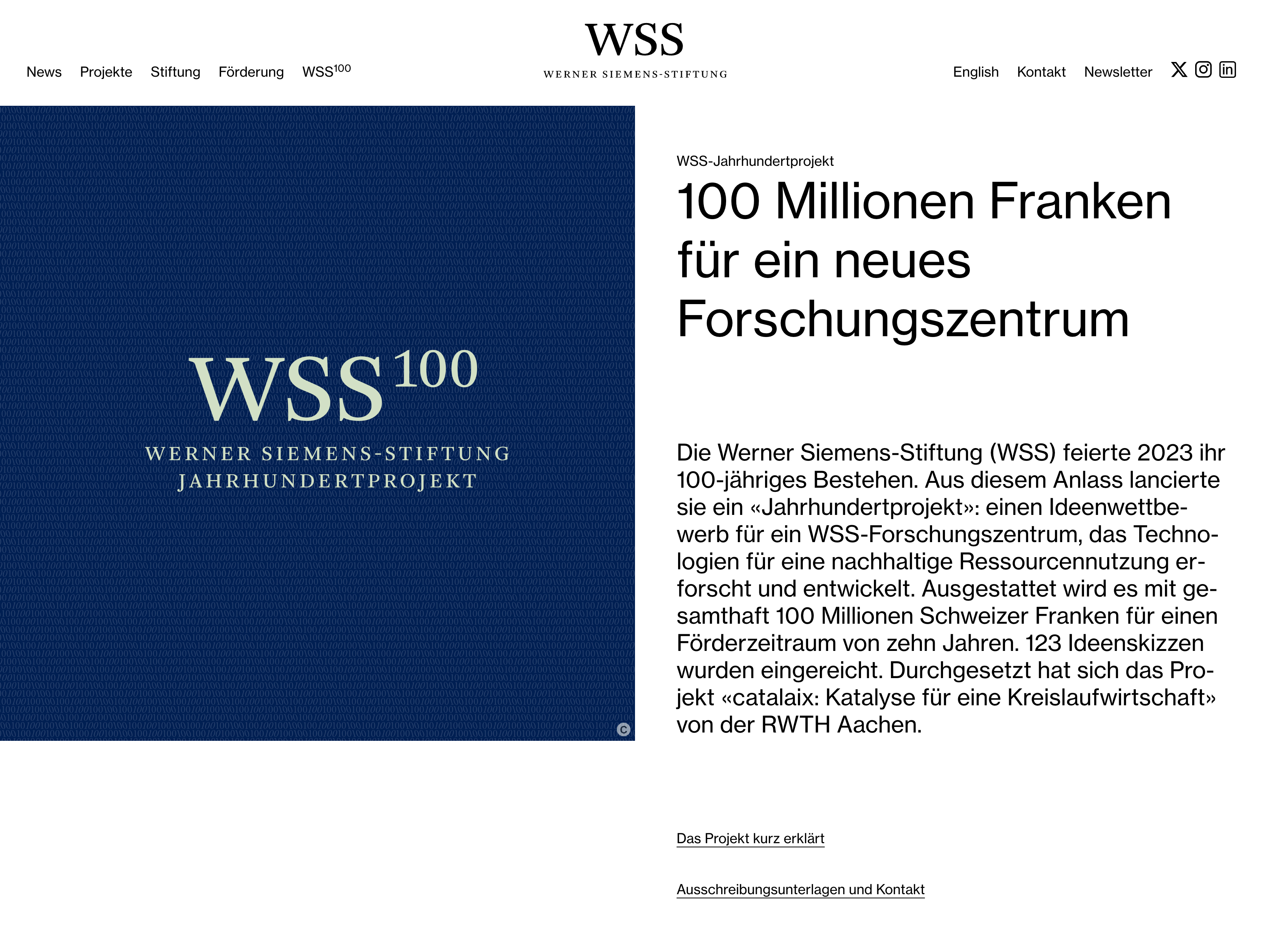 Werner Siemens Stiftung: Screenshot Website
